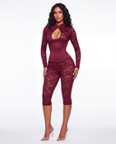 Naima Corset Jumpsuit - Burgundy